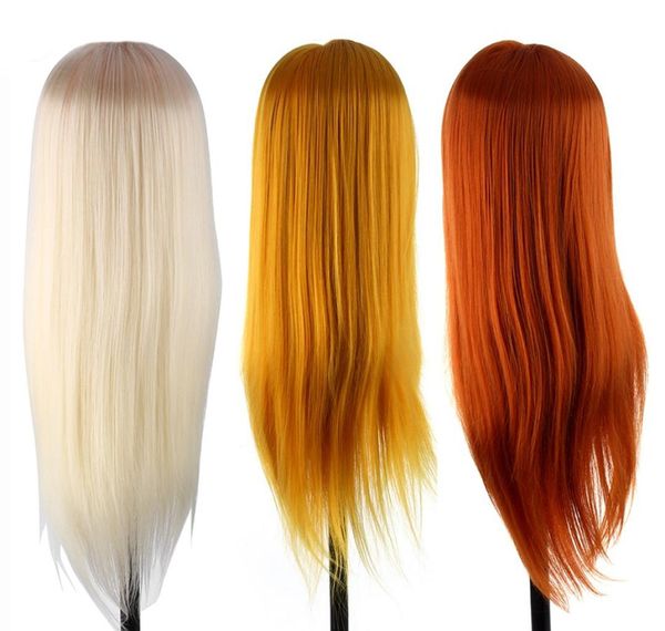 

60cm hairdressing dolls styling mannequin long hair practice training human head professional salon hair styling head clamp set s3785136