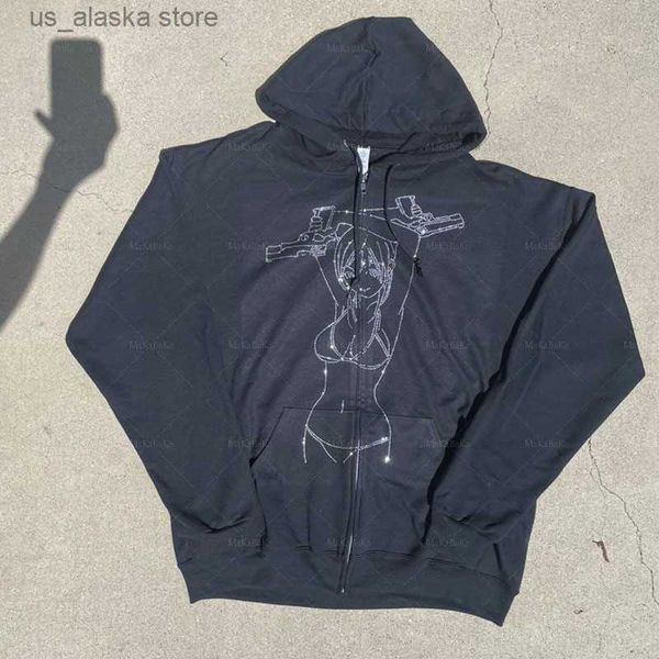 

men's hoodies sweatshirts zip hoodie clothes men y2k fashion hoodie anime clothes hoodies goth long sleeve sweatshirt oversized streetw, Black