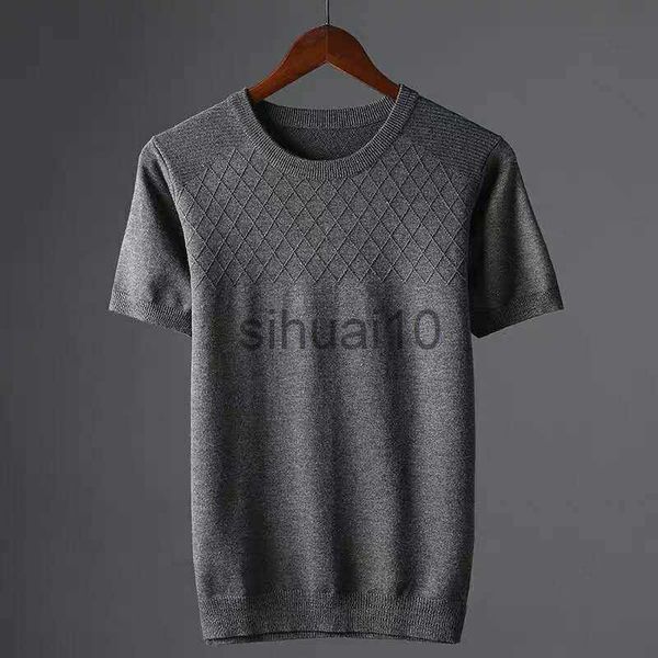 

men's t-shirts 2023 new men's summer fashion o-neck t-shirt male ice slik solid color trendy loose 7xl short knitted tees s57 j23, White;black