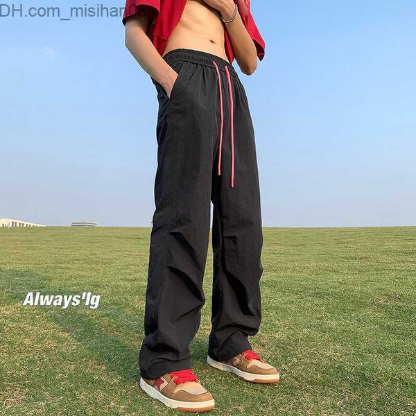 

men's pants privatinker solid men's extra large sports pants dopamine men's freight pants korean summer thin quick drying pan, Black