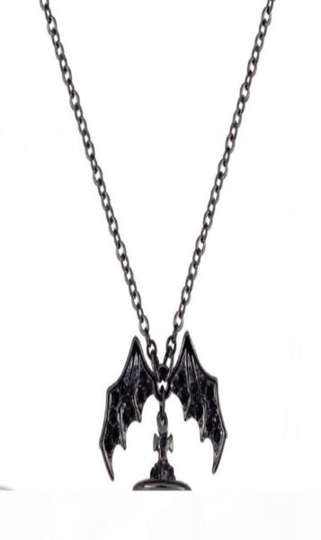 

queen mother demon evil titanium black wings diamond saturn necklace super cool punk bat1645681, Silver