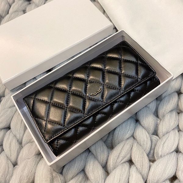 

women designer lambskin leather fold wallet bag diamond lattice enameled silver metal hardware buckle portable card holder purse luxury hand, Red;black