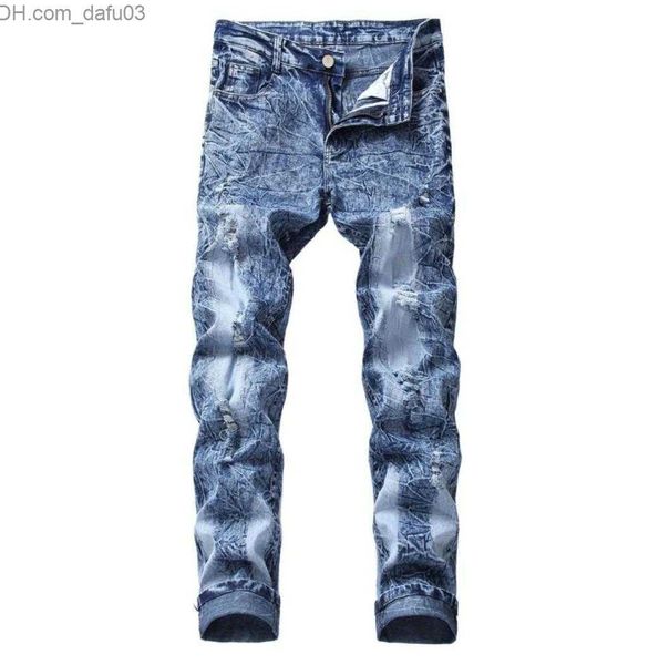 

men's jeans mens jeans ripped pants hole distressed stretch jeans for men pants straight new brand slim plus size 40 428546390 z230801, Blue