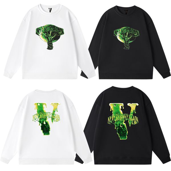 

vlone hoodies female couple loose street sweatshirts hip hop trend men's cotton casual letter printing v7777, Black