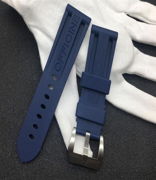 

22mm 24mm 26mm red blue black orange white watchband silicone rubber watch band for strap wristband buckle pam logo on24401389469, Black;brown