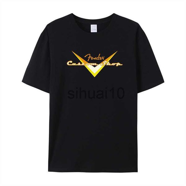 

men's t-shirts fender custom shop guitar classic black t-shirt summer men's short sleeve popular tees shirt novel j230731, White;black