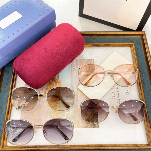 

2023 new luxury designer new g family fashion man ins net red same personality round frame sunglasses female gg0650, White;black