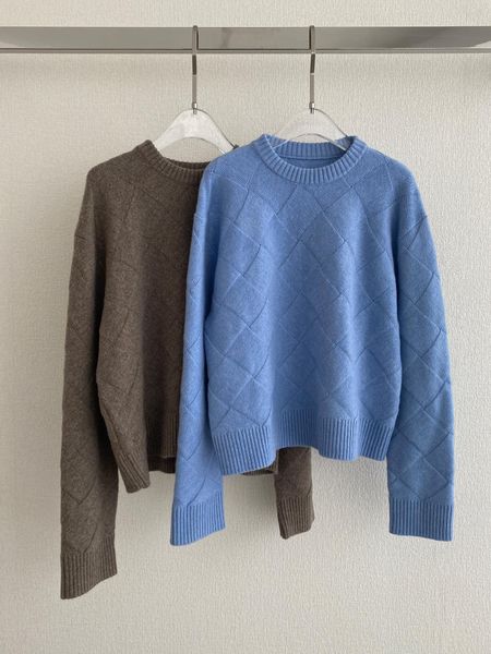 

women's sweater european fashion brand diamond plaid dark patterned round neck sweater, White;black