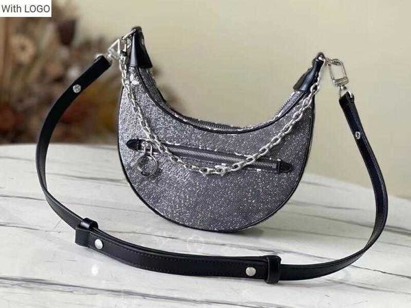 

2023 new 9a bag bags m21752 23cm loop pm denim handbag purse for women men dust bag, Black