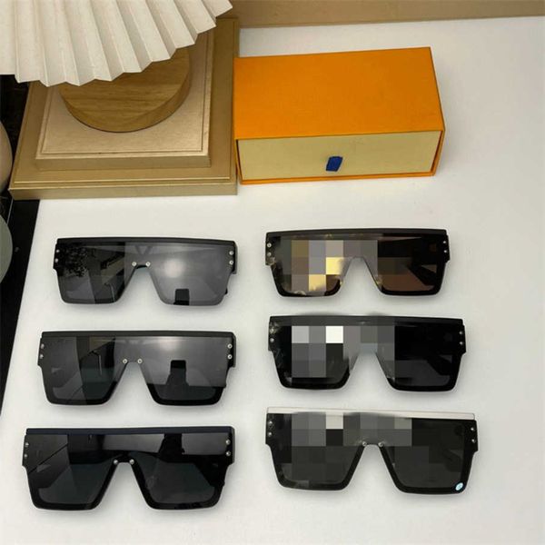 

2023 luxury designer new plate women's net red the same fashionable personalized one-piece mirror box sunglasses z1583, White;black