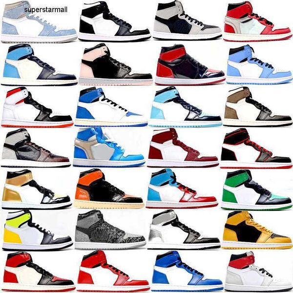 

1 sport basketball shoes woman man sneakers 1s designer unc shadow og hyper royal dark mocha bred patent university court purple bordeaux, Black