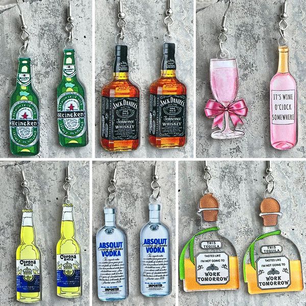 

small wine bottle mini earrings for women fashion alloy earrings, Silver