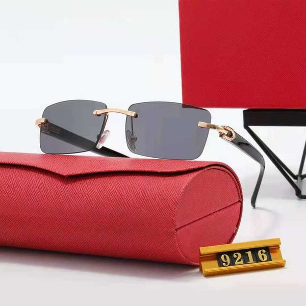 

2023 luxury designer sunglasses new frameless trimmed female polygonal fashion ocean piece sunglasses 9216, White;black