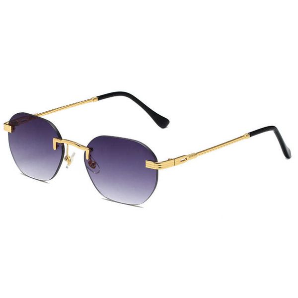 

2023 luxury designer sunglasses new frameless for men and women street small frame fashion gradient metal multi color sunglasses 8083, White;black