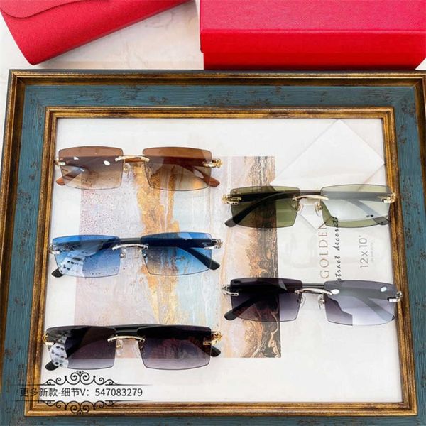 

2023 new luxury designer 23 types of kajia personalized frameless gradient sunglasses men ins and wooden leg sunglasses for women ct0272s, White;black