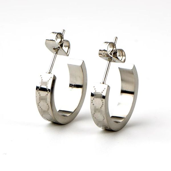 

half circle designer branded g stud 316l stainless steel 18k gold silver rose women letter logo engrave hoop earrings girls wedding jewelry