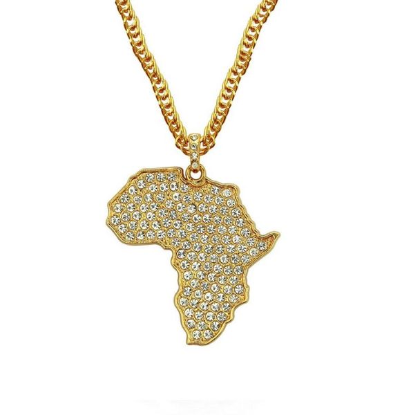 

design gold color charm necklace hip hop party jewelry fashion female cross cz crystal zircon pendant african map necklace men gif7208572, Silver