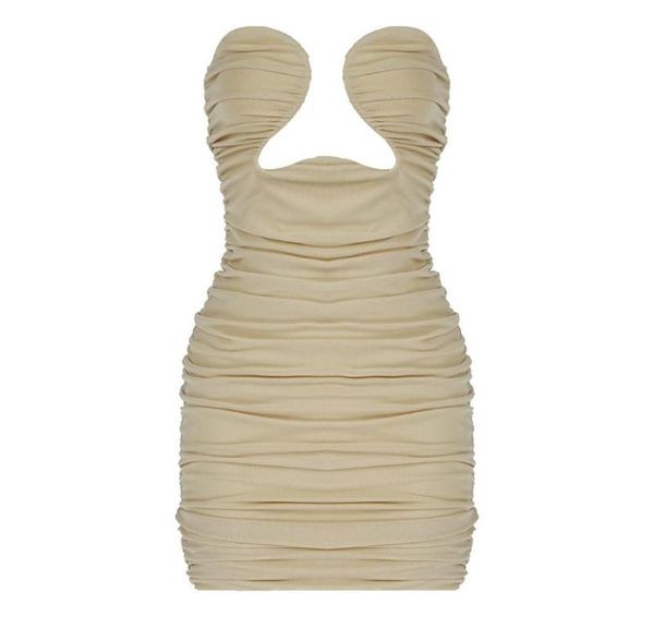 

casual dresses s 2021 women summer black nude cut out strapless ruched short mini party dress whole9384151, Black;gray