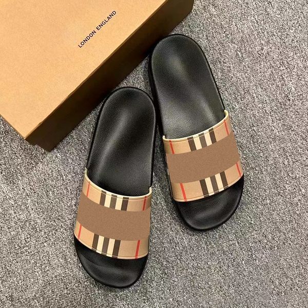 

luxury sandal sdesigner for woman slides man printed sandal flat snadal summer beach outdoor shoes classic vintage check italian crafted sty, Black