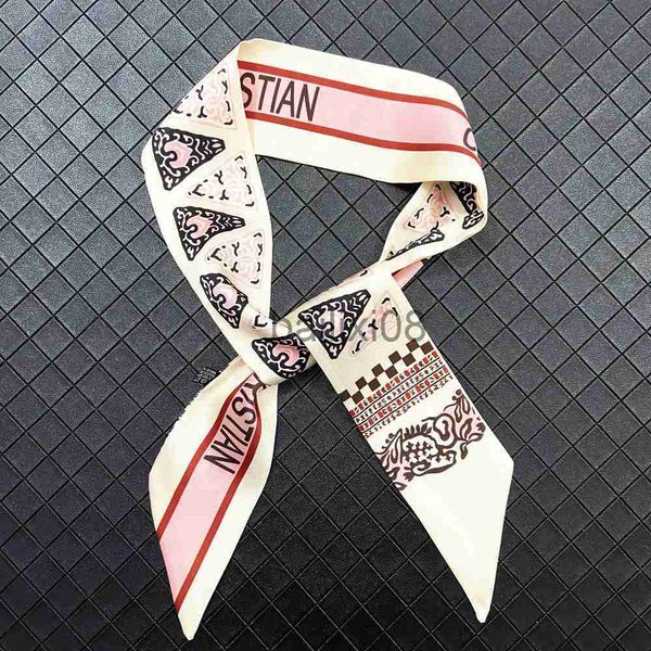 

scarves silk scarf for women triangle small square printed handle bag ribbons brand fashion head scarf small long skinny scarves j230801, Blue;gray