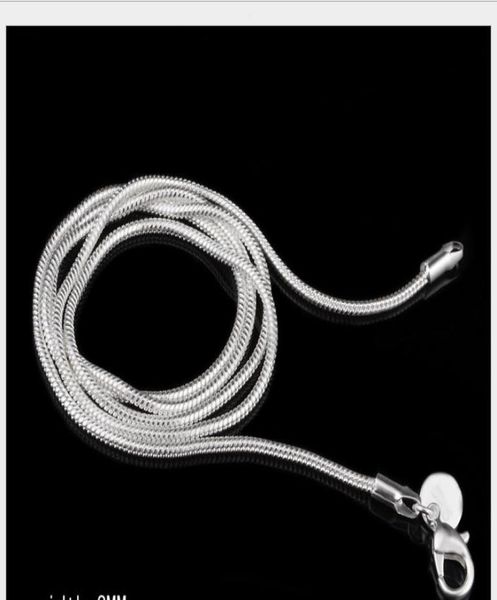 

2021 bulk 2mm 925 sterling silver snake chains lobster clasps necklacesfor women men jewelry size 16 18 20 22 24 inches fast7403666