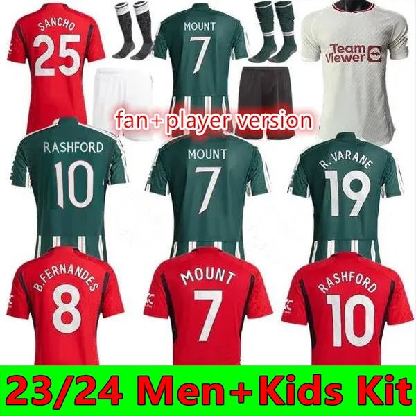 

23 24 sancho soccer jerseys b.fernandes rashford football shirt 2023 2024 men kids mans utds martinez casemiro antony manchesters garnacho f, White;black