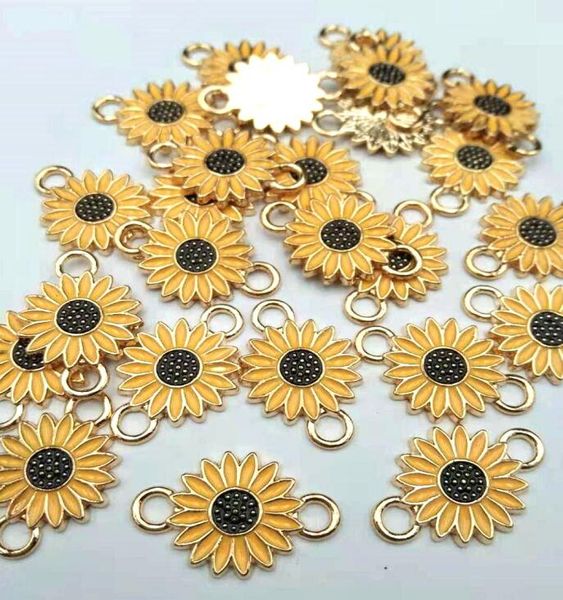 

whole 1421mm alloy metal drop oil flower charms connector for diy bracelet necklace jewelry making6676157, Bronze;silver