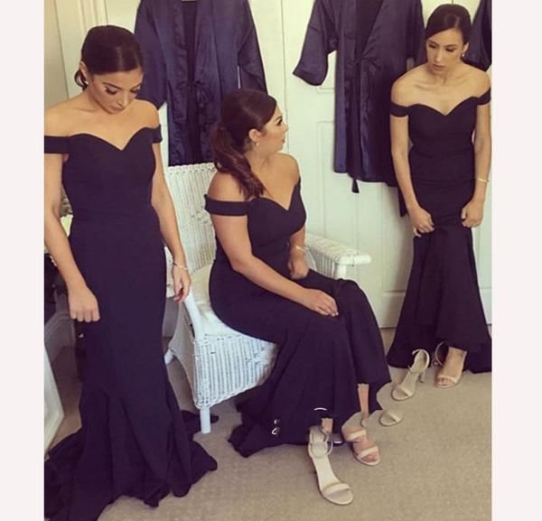 

2019 newes off the shoulder dark nevy bridesmaid dress zipper back sweep train simple wedding guest dresses eve6103813, White;pink