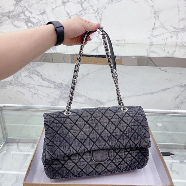 

ccs luxury brand bag classic designer fashion chain flap clutch handbag with silver chain for women evening bags excellent brown leather han