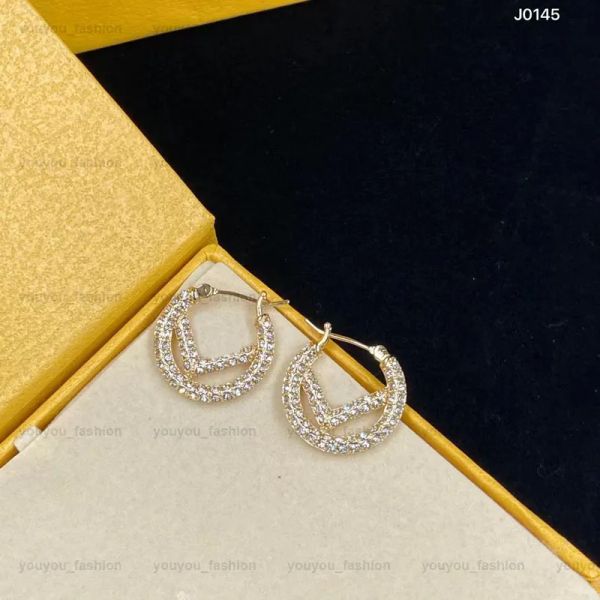

2025 Women Hoop Earrings Premium Gold Diamond Earring Designer Stud Earring Luxury Hoops Brand Letter Design Earrings Fashion Jewelry With Box