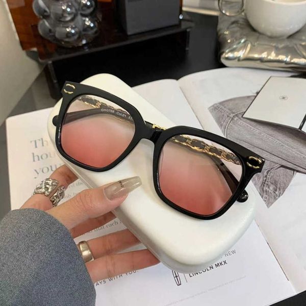 

2023 new luxury designer sunglasses xiaoxiang's same black chain woven plain face artifact board myopia lens frame facial display 0768, White;black
