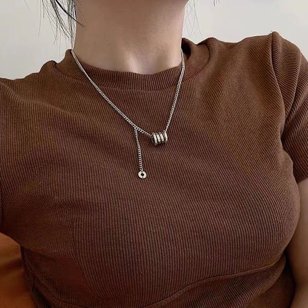 

designer necklace pendant necklace s925 sterling silver cylinder pendant necklace fashion slim versatile
