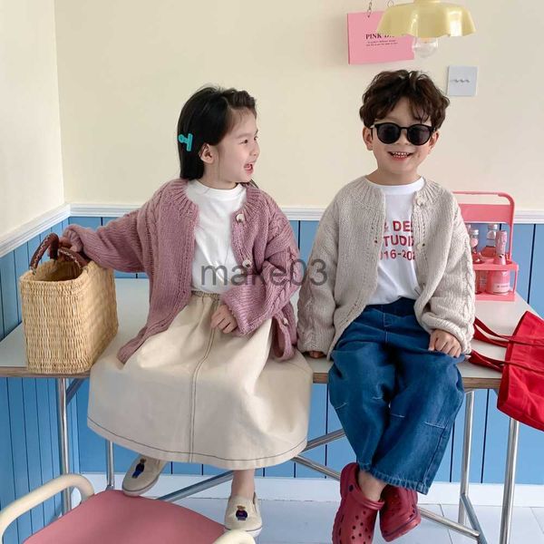 

cardigan 4776c children's sweater spring 2023 solid color knitted sweater for boys girls children's casual twist sweater cardigan, Blue