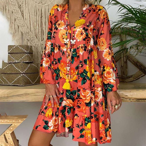 

womens dress skirt large size fashionable printed long sleeved, Black;gray