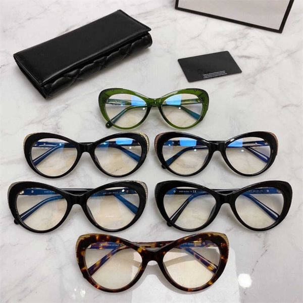 

2023 new luxury designer sunglasses ch3405 internet celebrity ins with the same cat eye glasses frame female personality flat lens trend, White;black