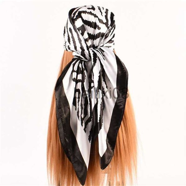 

scarves 90cm square zebra stripes print silk satin scarves women kerchief neck scarf shawl wrap muffler pareo bandanna hair cessories j23080, Blue;gray