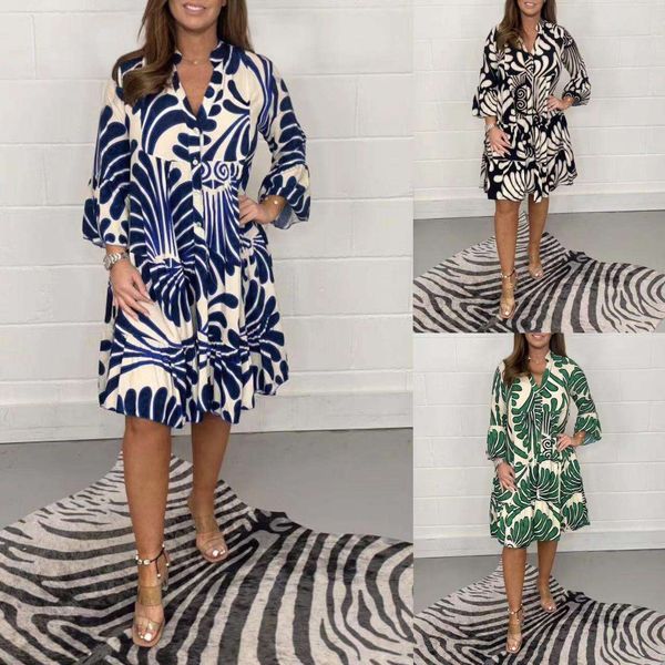 

autumn and winter womens printed loose dress woman clothing, Black;gray
