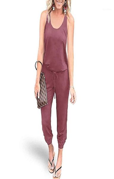 

fashion slim summer jump suits women lace up solid casual rompers spaghetti strap pocket black jumpsuits sport ladies clothes12983800, Black;white