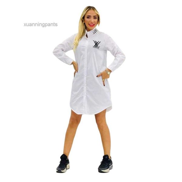 

letter shirt dress fashion lapel neck long sleeve mini tmjw, White;black