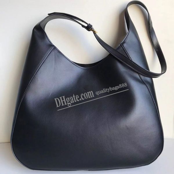 

cleo large leather shoulder bag titching enameled metal triangle logo hobo underarm shopping bag luxury women large capacity handbags 40cm t
