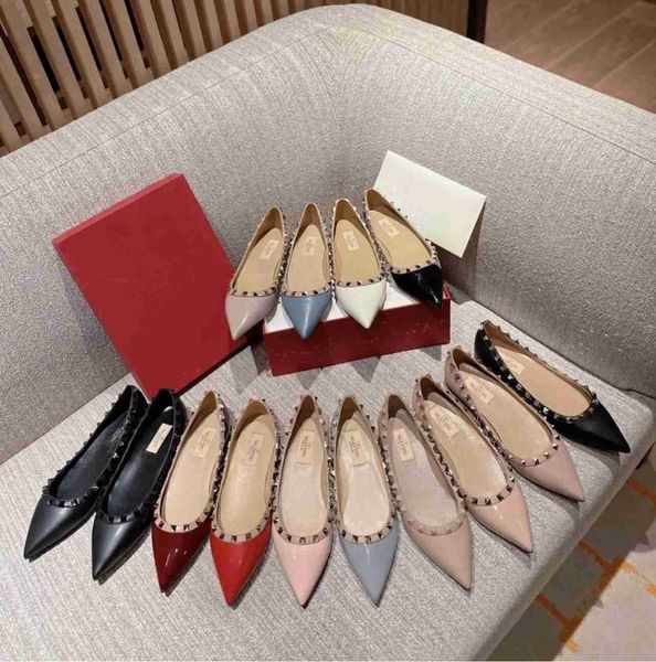 

brand women's summer brand sandals rivet slippers pointed outdoor beach rivet flat slippers, Black