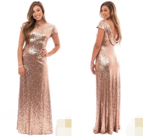 

rose gold plus size long bridesmaid dresses with short sleeve ruffles open back 2019 wedding guest evening gowns maid of honor for2176973, White;pink