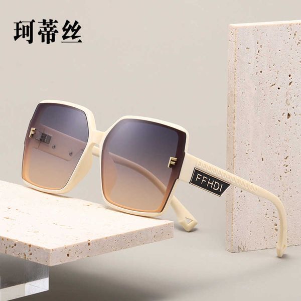 

luxury designer sunglasses 2023 new ff letter anti uv large sunglasses half frame glasses, White;black