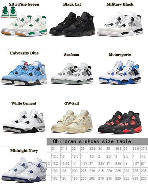 

kids baby big kid basketball shoes 4 4s sb pine green black cat midnight navy white sail toddler infants boys girls children youth junior sn