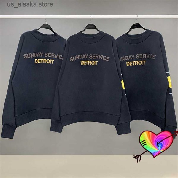 

men's hoodies sweatshirts crew neck jesus is king detroit sweatshirts men women sleeve city badge hoodie 2022 loose ye tour sweatshirts, Black