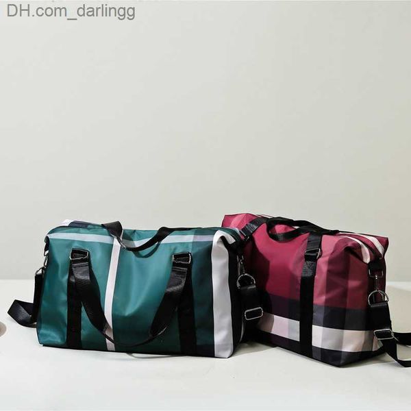 

outdoor bags duffel bags fashion lattice short distance travel bag portable large capacity out luggage dry wet separation sports fitness 230