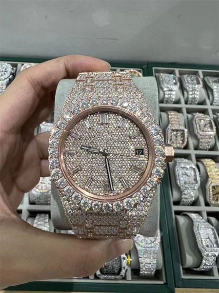 

luxury mens watch for men designer movement watches diamond moissanite watch montre iced out watch automatic men's montre luxe mens lux, Slivery;brown