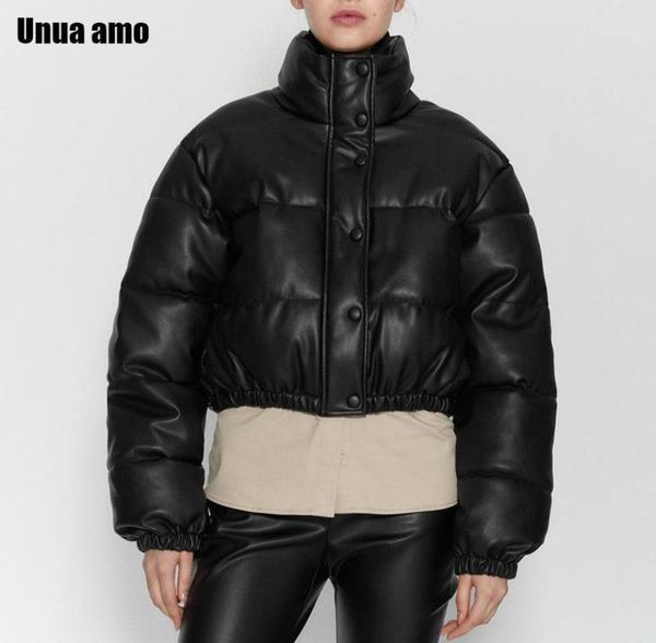 

women039s down parkas unua amo oversized jacket winter faux leather parka 2021 stylish black pu short warm puffer bubble coat8374468