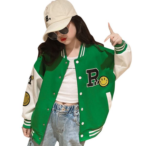 

jackets spring autumn kids jackets girls cardigans fashion print baseball uniform for baby girl coat children clothing teen sport jacket 230, Blue;gray