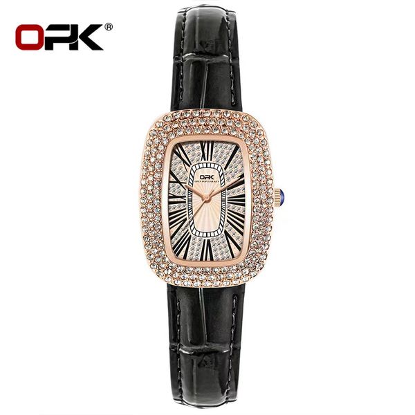 

opk quartz women's watch with diamonds and charming charm belt style waterproof women's watch 35mm, Slivery;brown